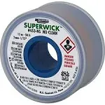 Solder 0.05&#034; Superwick - #3 Green, Static Free, No Clean, 50 ft