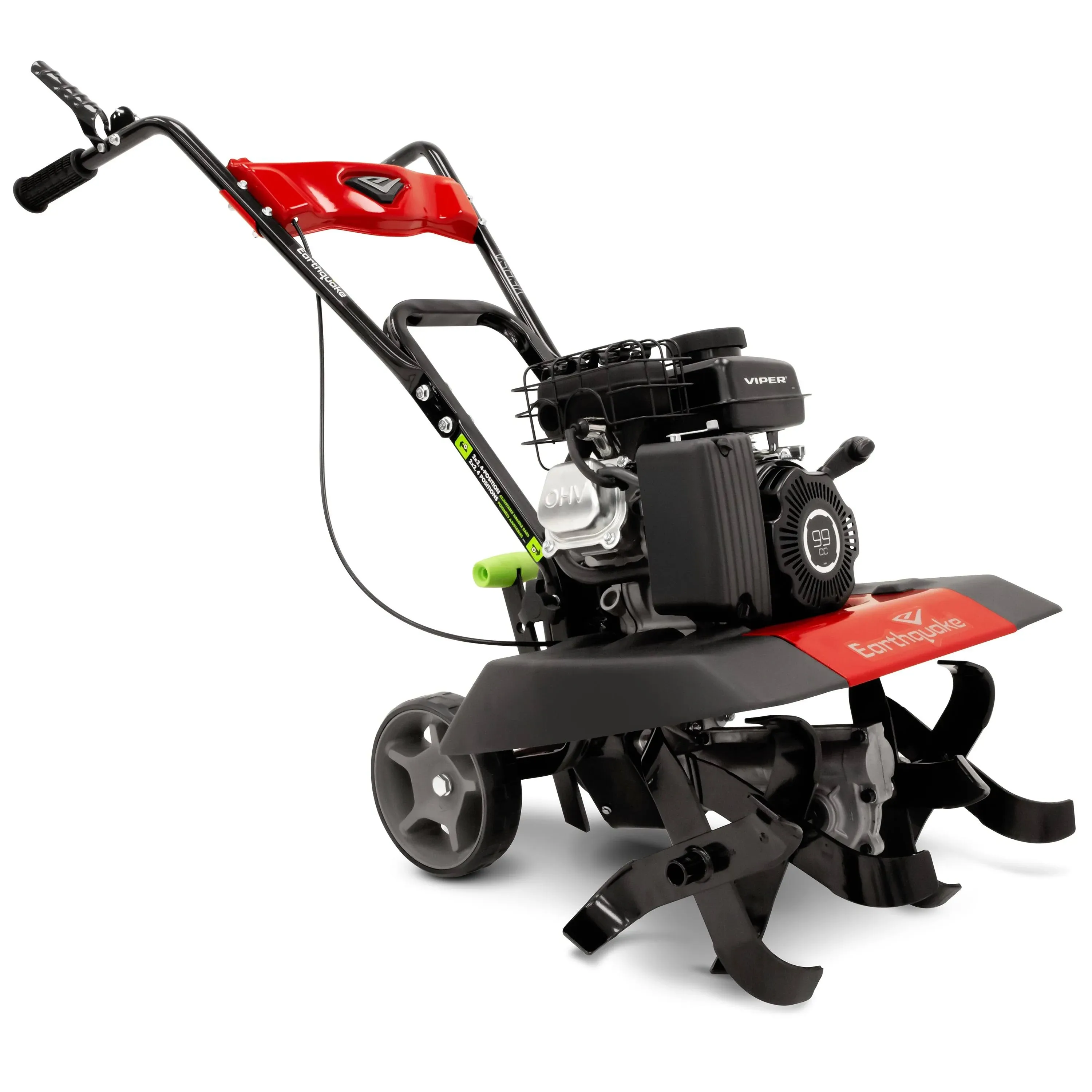 Earthquake 25780 Versa Front Tine Tiller Cultivator with a 99cc 4-Cycle Viper Engine, 2-in-1 Tiller/Cultivator, Removable Side Shields, Toolless Adjustment, 5 Year Warranty