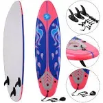 Giantex Surfboard, 6 Ft Stand Up Surfing Board with 3 Detachable Fins, Safety Leash, Non-Slip Lightweight Foam Surfboard for Kids, Teenager, Youth