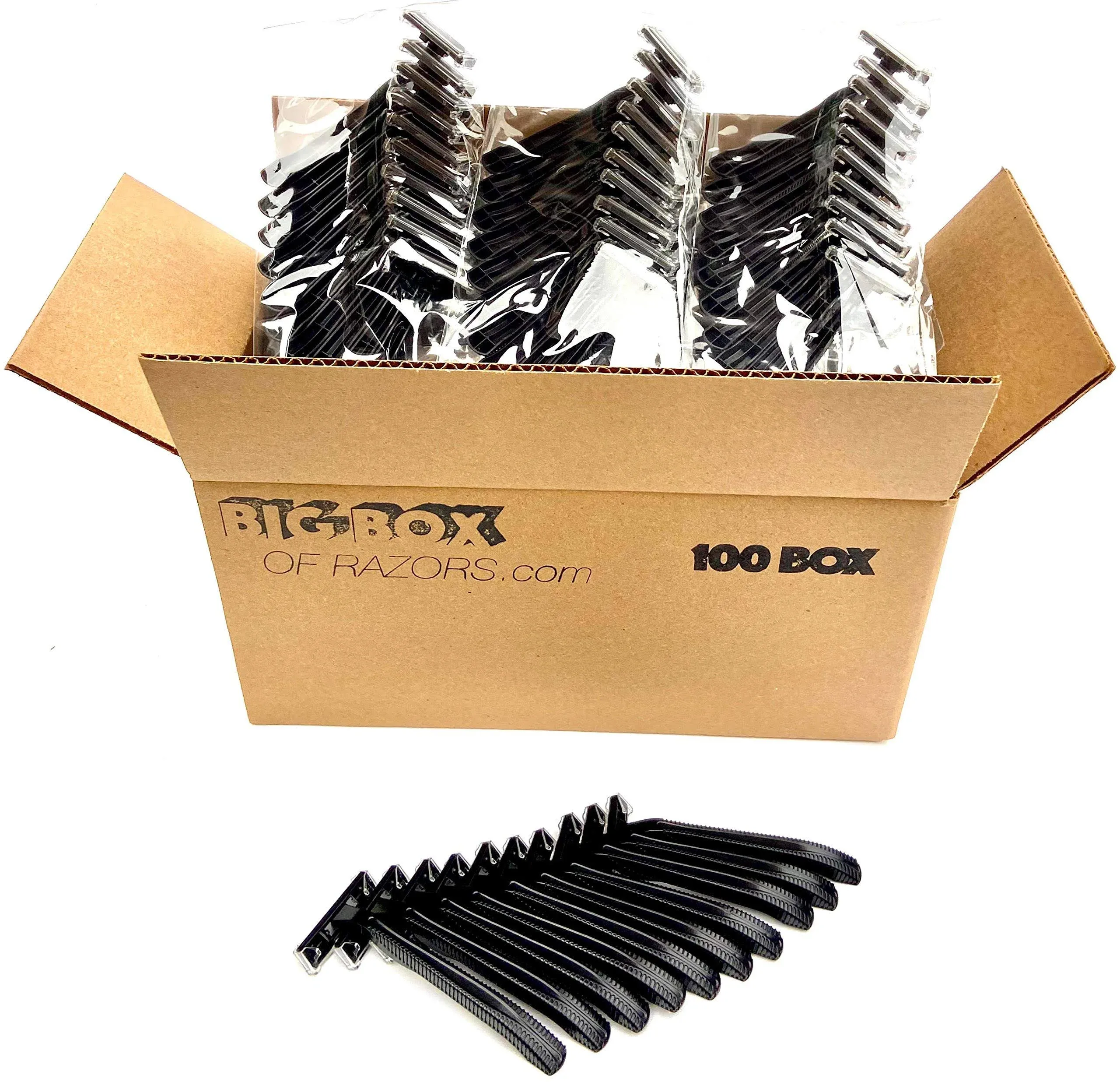 100 Twin Blade Black Disposable Razors in Bulk - Professional or Home Use