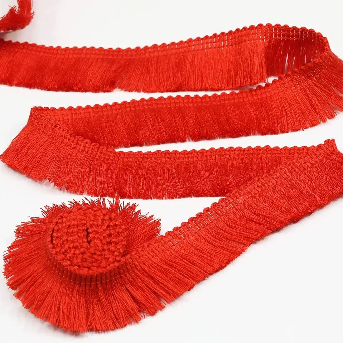 27 Yards 25 mm 0.98 inch Red Trim FringeTrim Macrame Tassel Lace Trim for Sew...