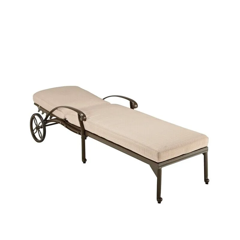 Homestyles Capri Cast Aluminum Outdoor Patio Reclining Chaise Lounge in Taupe