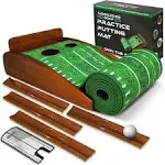 Moss Boss Golf Practice Putting Mat with Putting Mirror or Putting Tutor Aid - Indoor Golf Practice Putting Mat with Automatic Ball Return Track for