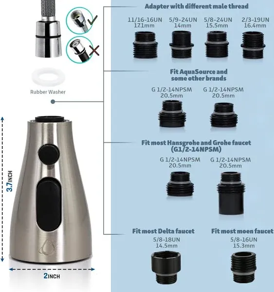 Ecokitchen5starsllc Pull Down Kitchen Faucet Head Replacement Parts - Kitchen Faucet Sprayer Head for Moen, Delta- American Standard - Sink Faucet