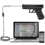 TESLONG Rigid Pistol Borescope, Gun Cleaning Camera with LED Lights and Right-Angle Mirror. The 0.2-Inch Diameter Fits .20 Caliber, and Larger, 10'' Long Probe Works with Android, Windows and MacBook