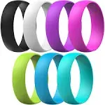 ThunderFit Unisex Silicone Wedding Rings, Rubber Engagement Bands 6mm Wide 1.65mm Thick - 1/2/3/4/5/6/7 Variety Multipack