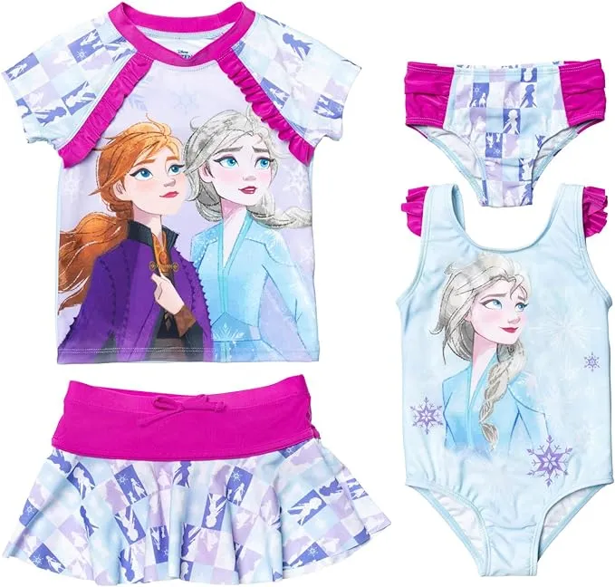 Disney Princess Ariel Frozen Minnie Mouse Girls Mix and Match Multi-Pack Swim Sets UPF 50+ Protection Quick Dry