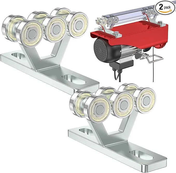 SKTREX 8 Wheel Hoist Trolley with Rollers - Strut Trolley Assembly for Electric Hoist - Fits 1-5/8" Wide and Taller Strut Channel - High Strength and Silent Operation