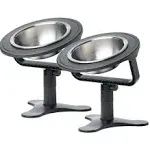 Raised Cat Bowls,Elevated Cat Bowls for Indoor Cats with Height-Adjustable Stand,Non-Slip Stainless Steel Cat Bowls,15° Tilted Cat Food Bowls (2-Pack, Black)