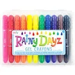 Ooly Rainy Dayz Gel Crayons for Kids - Set of 12 Rainbow Color Crayons for Glass and Paper Surfaces with Clear Plastic Crayon Case for Easy Portability - Safe and Non-Toxic