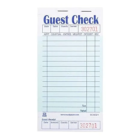 AmerCare Royal Green Guest Check Paper Receipt Book