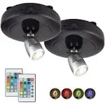 Wireless Accent Spotlight Indoor for Battery Powered Black+Silver 2 Pack