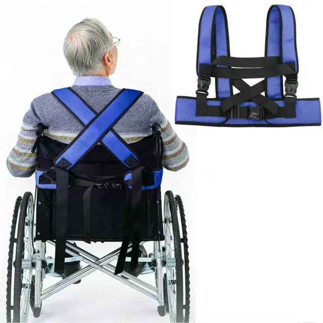 Wheelchair Safety Waist Belt Adjustable Patients Cares Seat Strap For The Elderly Blue