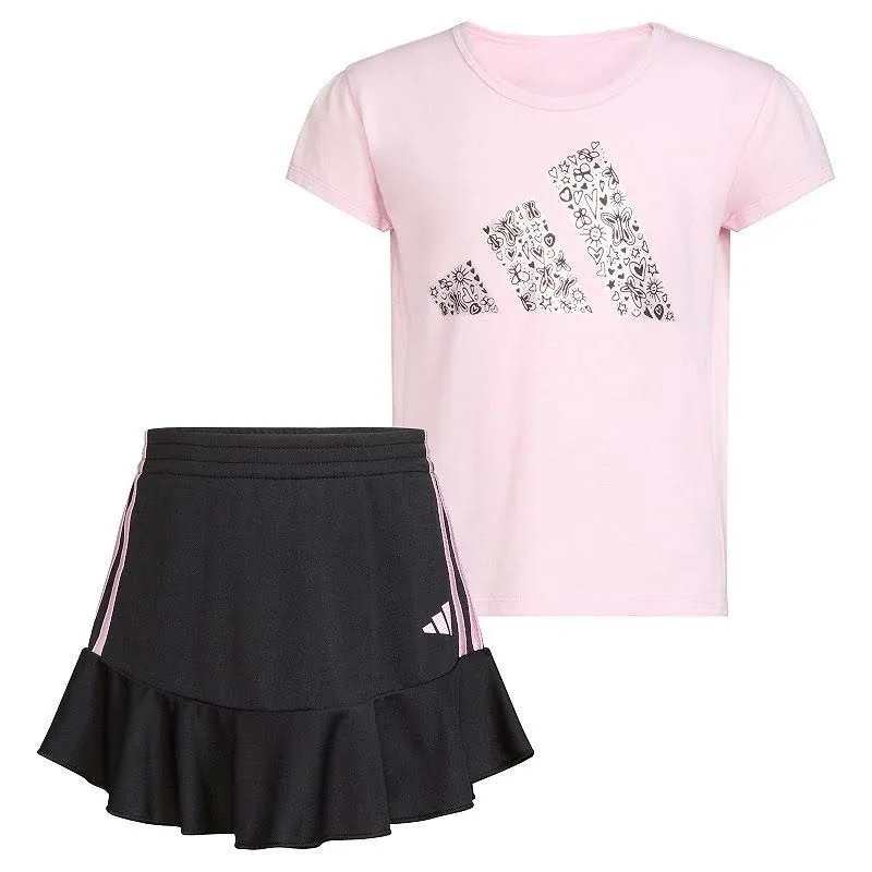 Girls 4-6x adidas Pleated Tee & Ruffled Skort Set