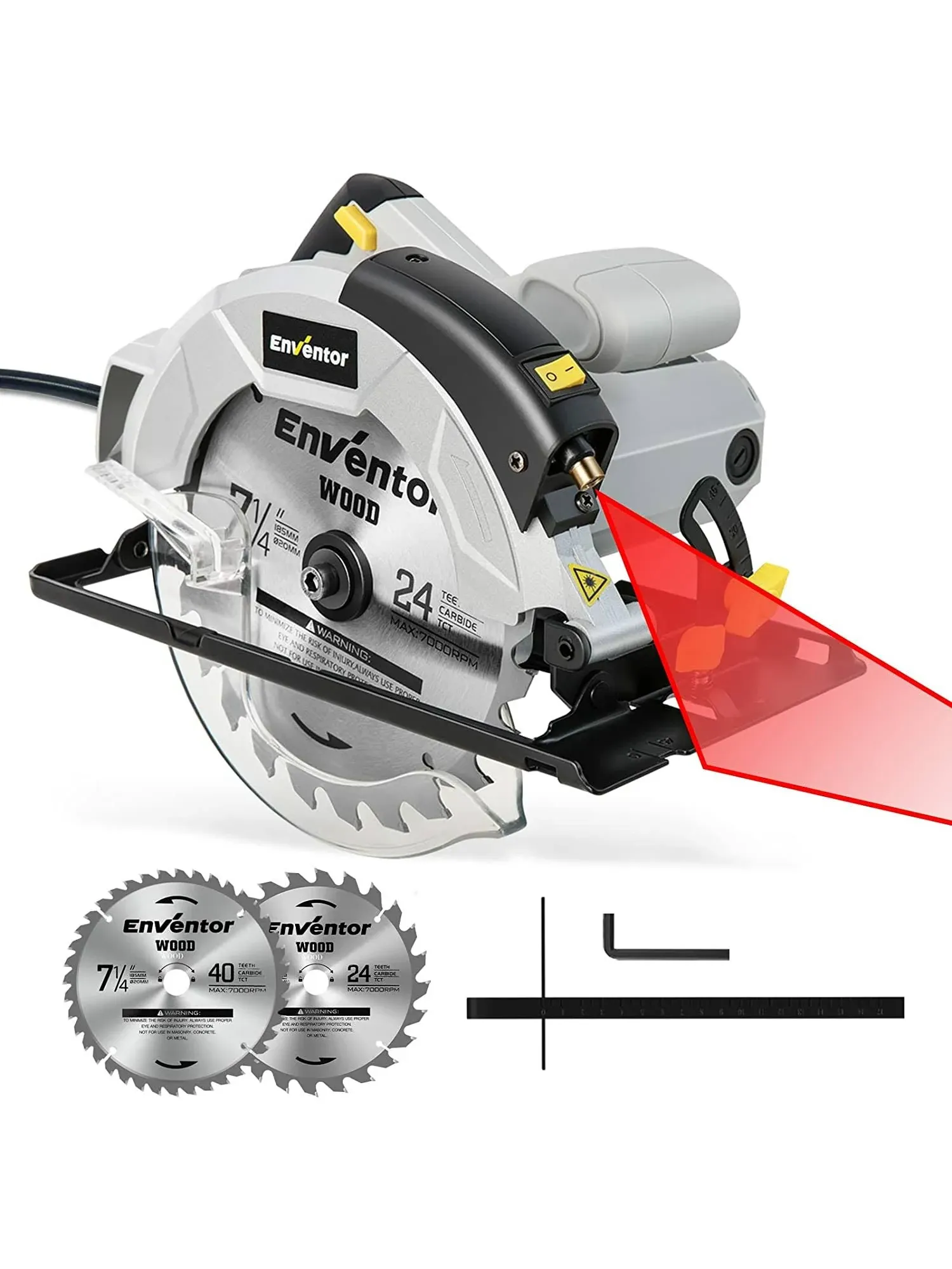 Enventor Silver 1200W 10Amp 5800RPM Power Circular Saw with Laser Guide