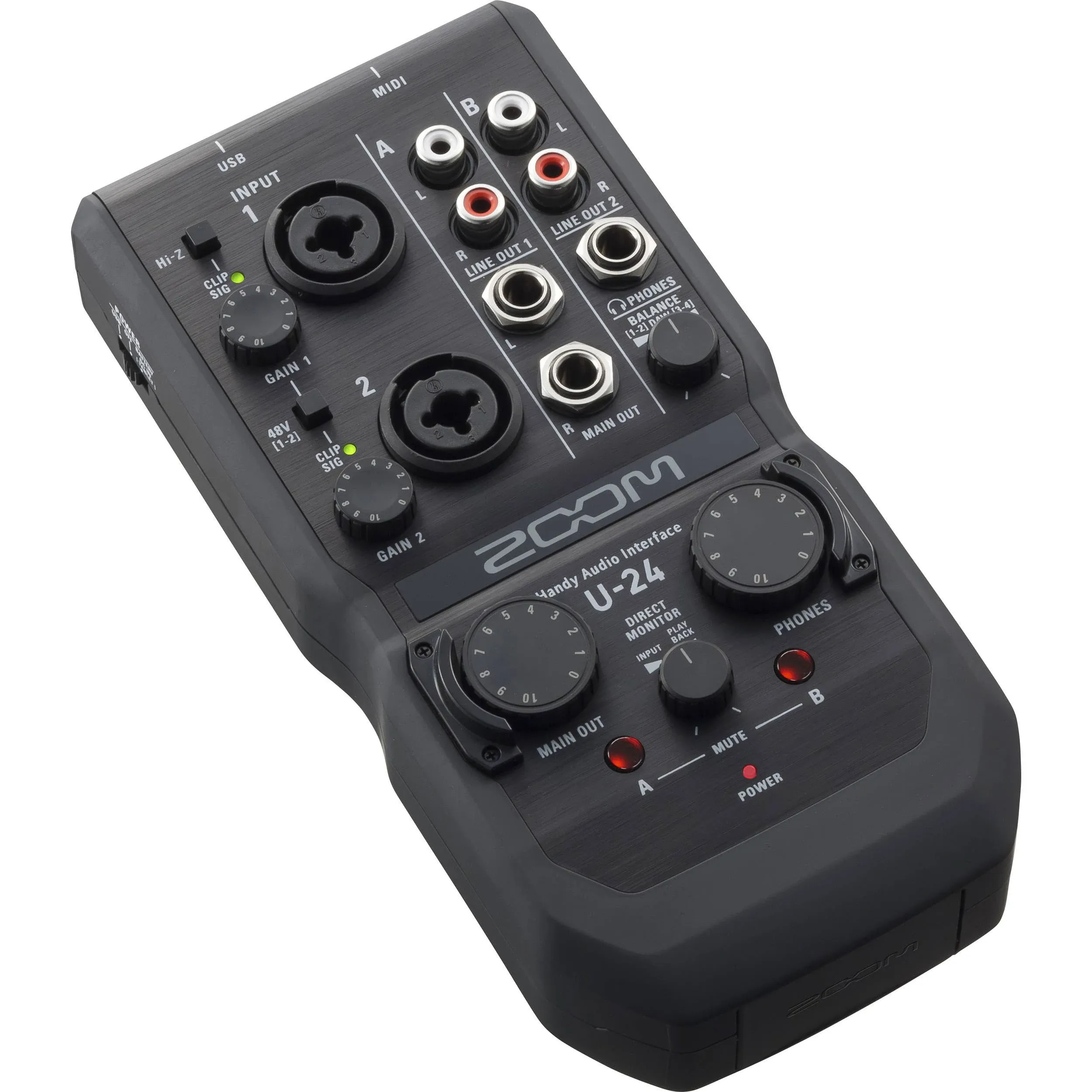 Audio Interface, 2-Channel Portable USB Audio Interface, 2 XLR/TRS Combo Inputs