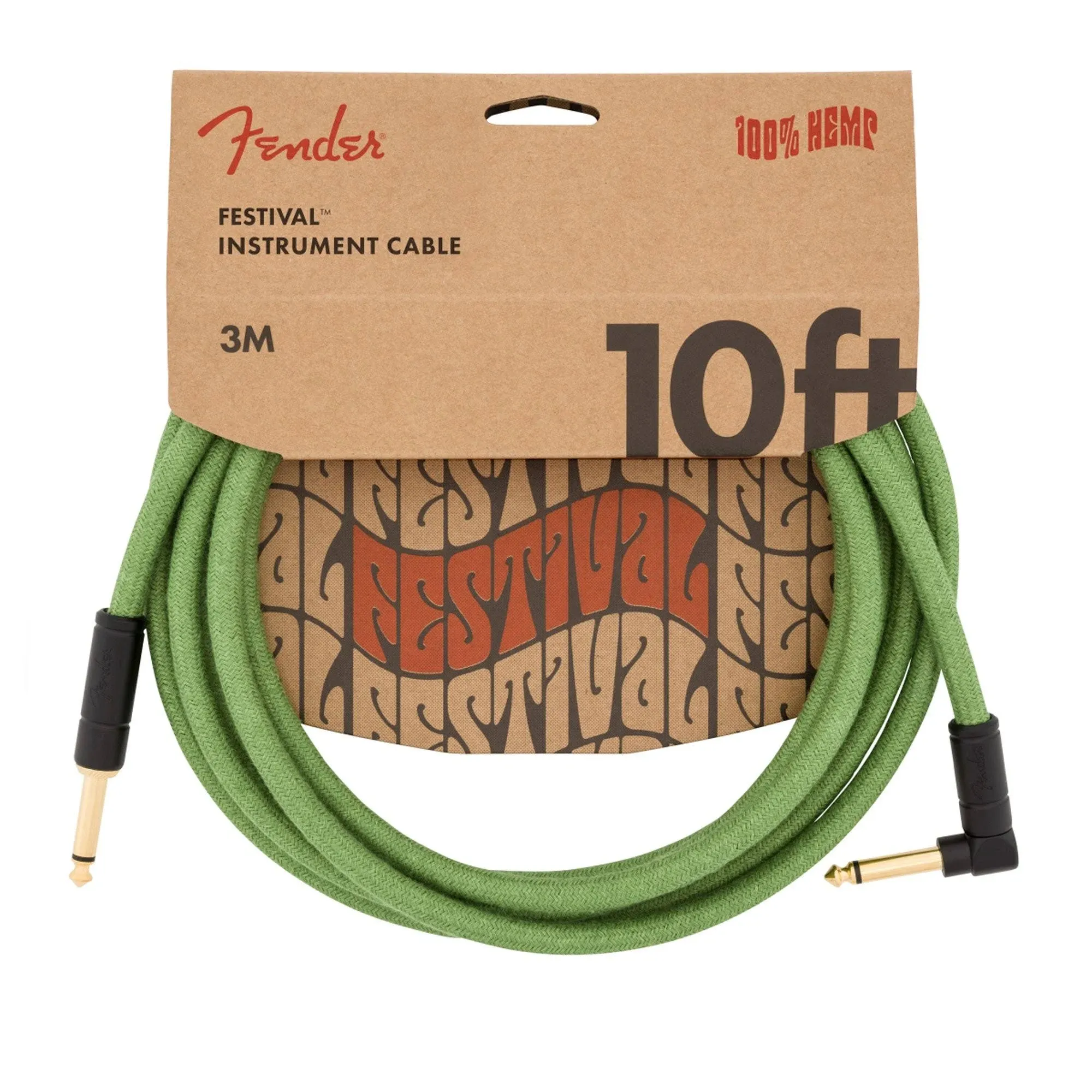 Fender Festival Instrument Cable - Pure Hemp - Green - 10'