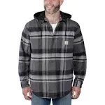 Carhartt Rugged Flex Relaxed Fit Flannel Fleece Lined Hooded Shirt Jacket, Black