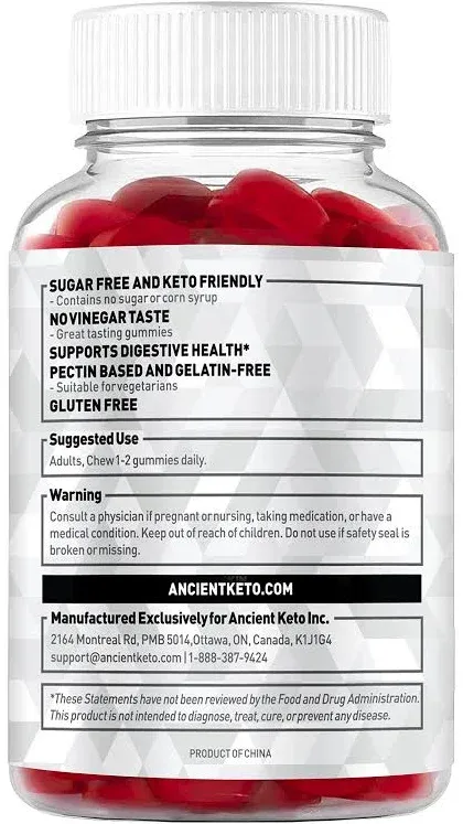 Ancient Keto Sugar Free Keto ACV Gummies, Apple Cider Vinegar Gummy with The ...