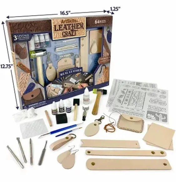 Artskills Leather Craft Kit, 64 Pc