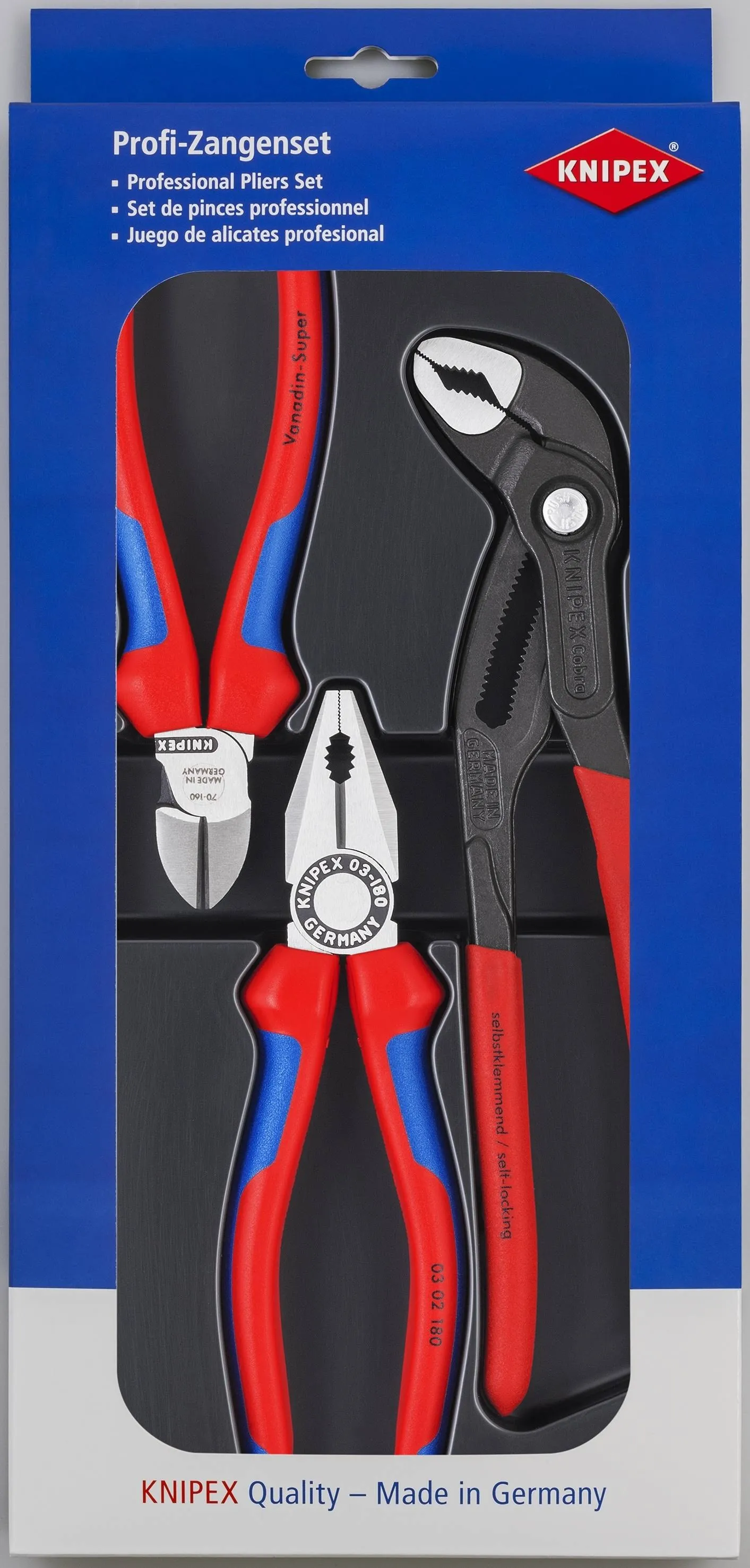 KNIPEX Assorted Pliers (3-Pack Piece) in Red | 00 20 09 V01