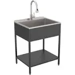 28"x22"x35" Steel Laundry Sink, Matte Black