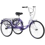 26 in. 3 Wheel Bikes, Single Speed Portable Cruiser Bicycles with Large Shopping Basket for Women and Men