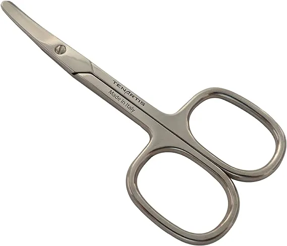 Tenartis Baby Nail Scissors with Curved Blades and Round Tips - Made in Italy (3.5", Nickel)