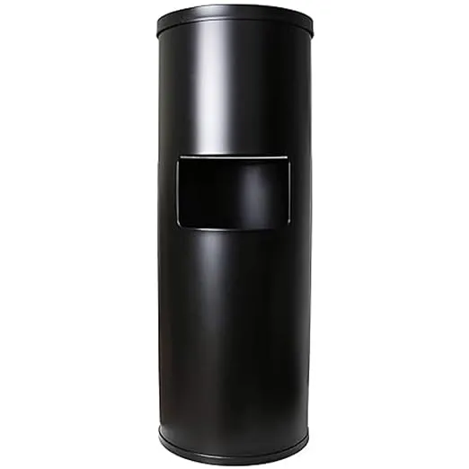 Black Floor Stand Wipe Dispenser - Includes High Capacity 7 Gallon Built-in Trash Receptacle - for Sports Centers, Fitness Clubs, Schools, and Commercial and Residential Facilities