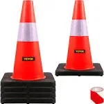 VEVOR 5 PCS Safety Cones Traffic Cones 18&#034; Orange Reflective Collars Road Cones