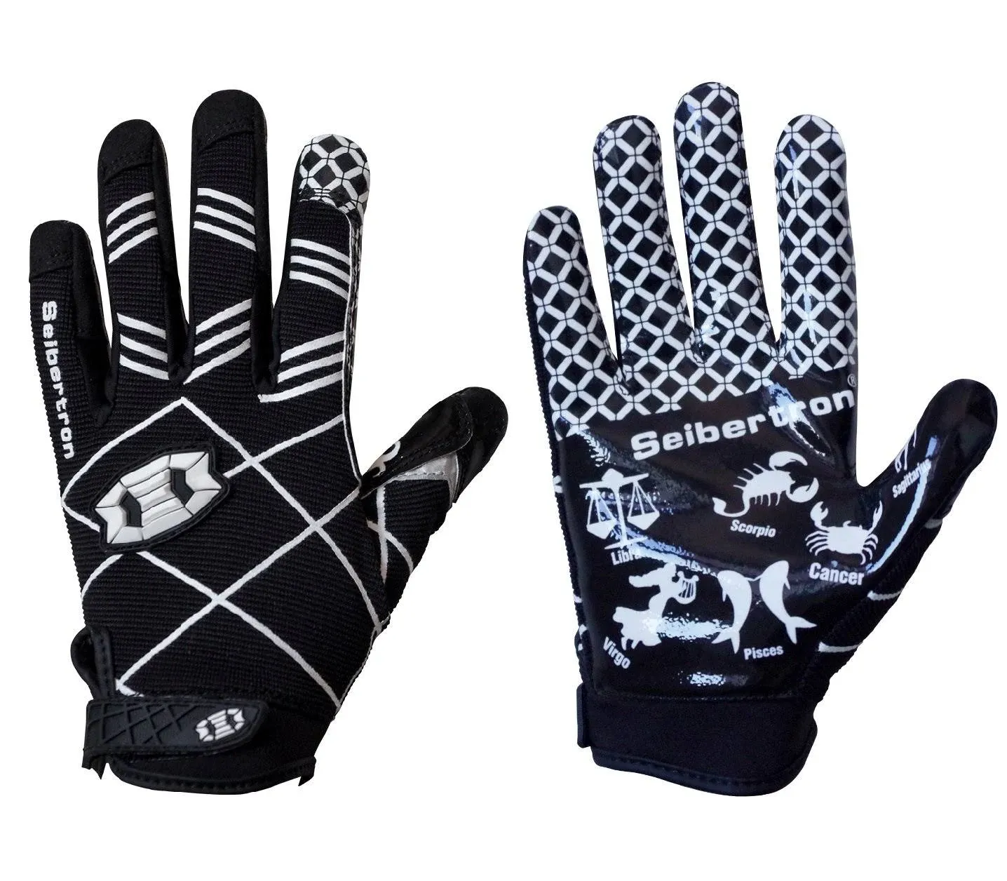 Seibertron Pro 3.0 Twelve Constellations Elite Ultra Stick Sports Receiver Glove Football Gloves Youth Black XS