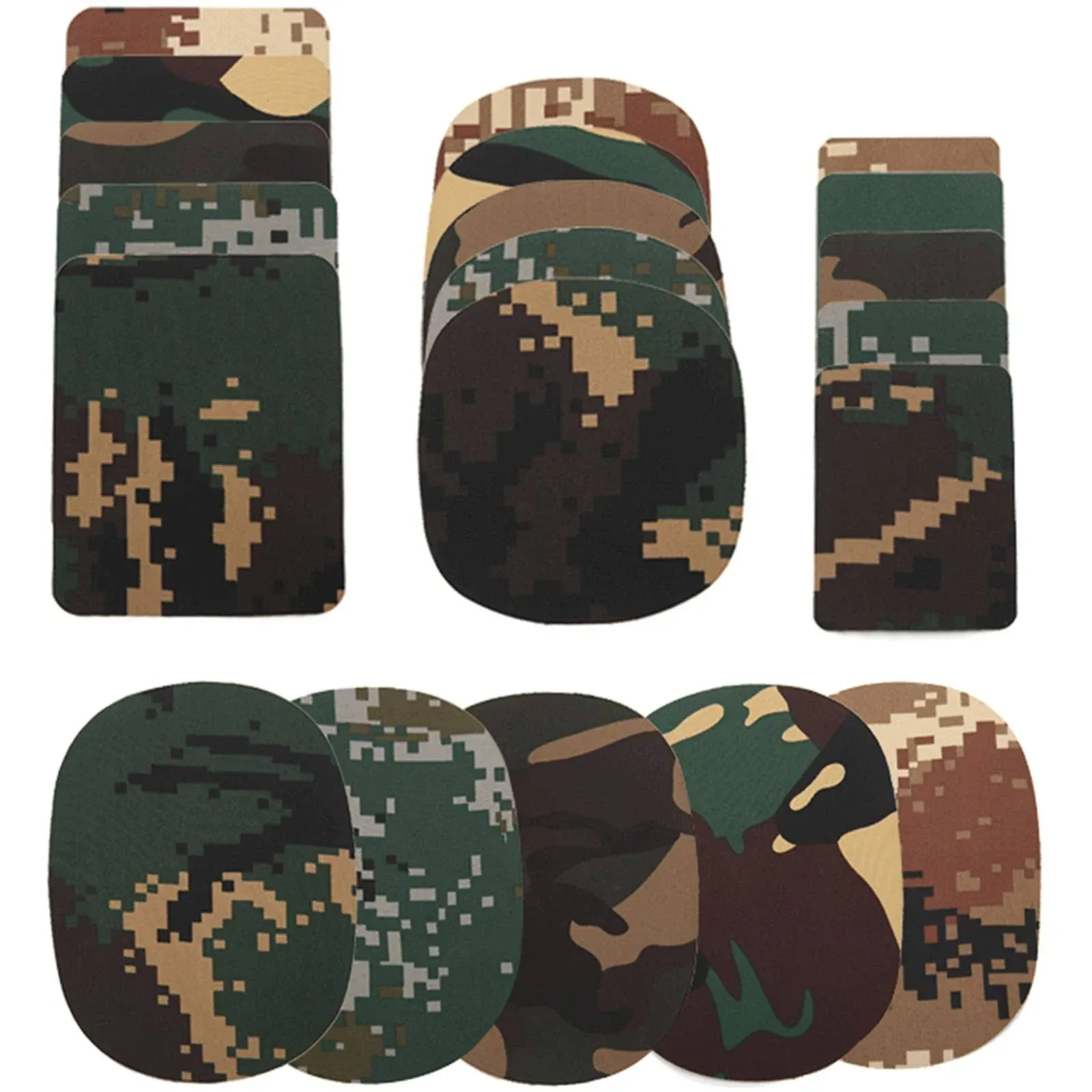 20 Pcs Camo Iron On Patches for Jackets Jeans Clothes Repair Kit with Hot Mel...