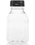 FortVtM Clear Food Grade Plastic Juice Bottles 8 oz with Cap 12/Pack