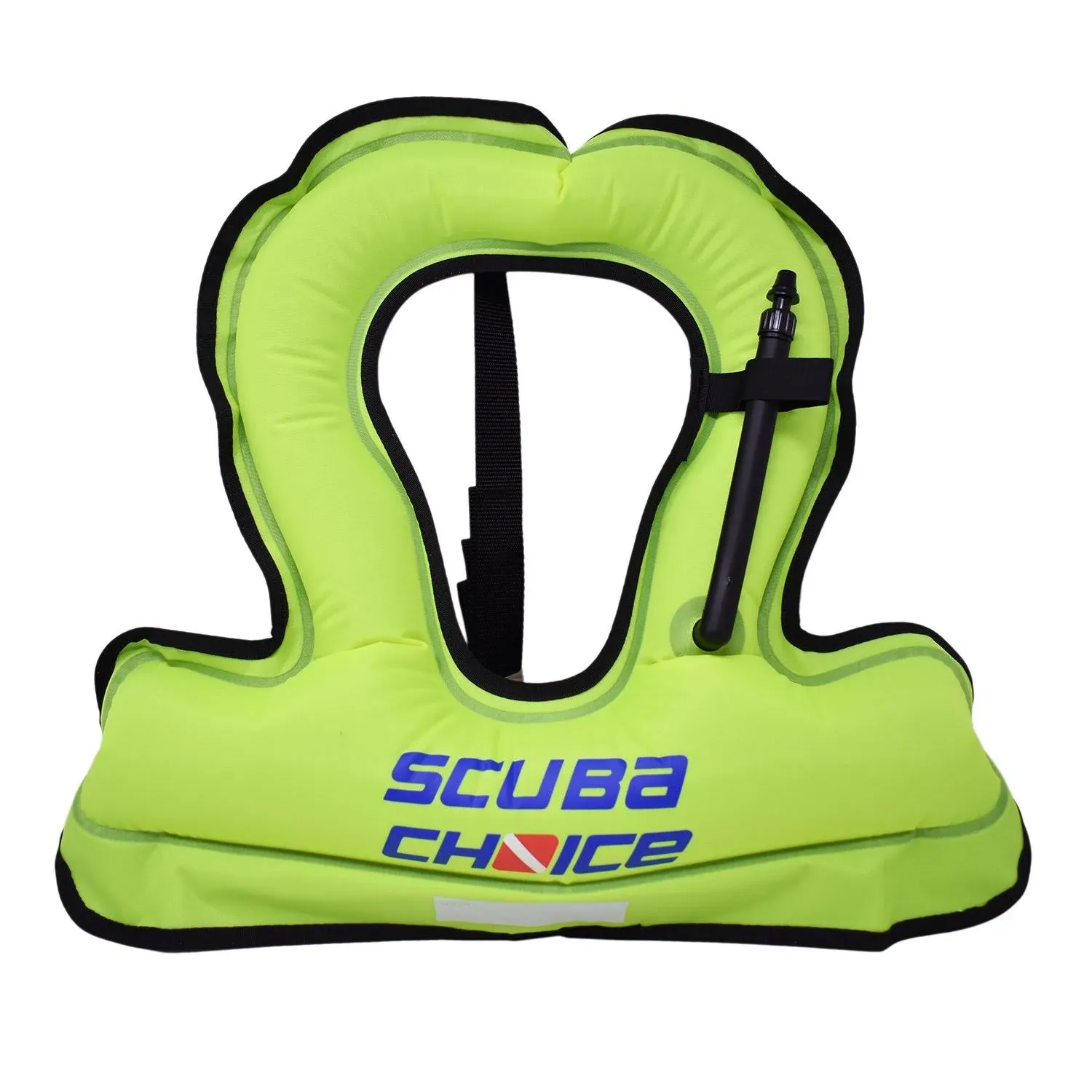 Scuba Choice Youth Kids Snorkel Vest - Neon Yellow/Blue Safety Floatation Aid, Up to 100 lbs, Adjustable Fit with Name Box & Anti-Ride-Up Strap, Easy Oral Inflator & Secure Crotch Strap