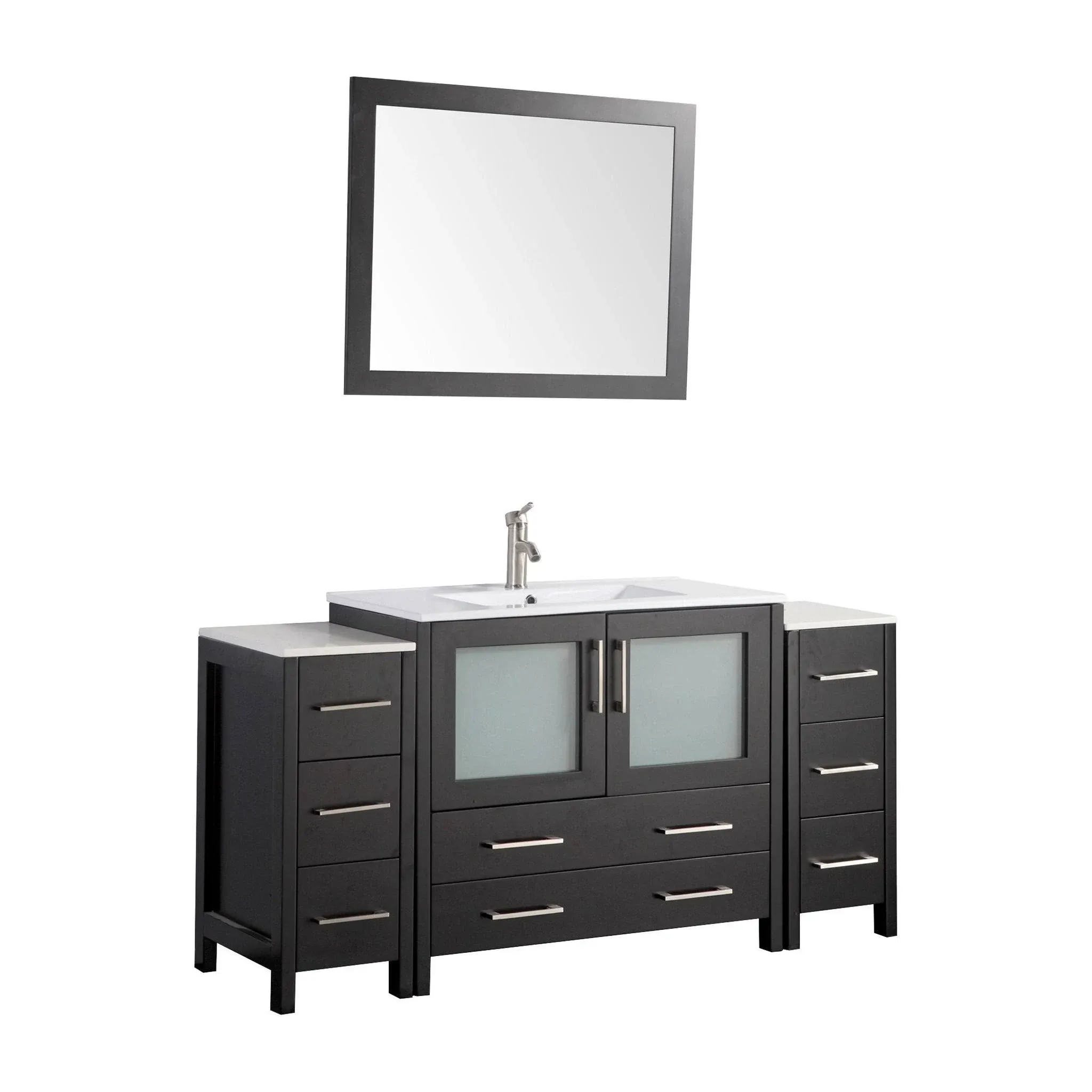 Vanity Art VA3036-60E Espresso 60" Single Sink Bathroom Vanity Set with Ceramic ...