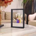 Family Handprint Kit, DIY Craft Keepsake Wooden Frame, Endless Gift Set, Non-Toxic Paints, Transparent Sheets (Black)