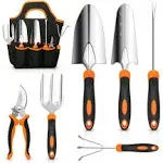  Stainless Steel Heavy Duty Gardening Tool Set NonSlip Rubber Grip Storage Tote 