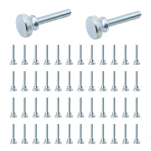 Asamuyu 50 Pieces Flat Knurled Head Fully Threaded Thumb Screws Bolts Fastener, Thumbscrew Threaded Knurled Grip Knobs Thumb SCR