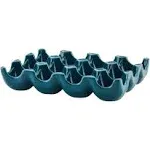 Rachael Ray Solid Glaze Ceramics Egg Tray/Holder, 12 Cup, Dark Gray