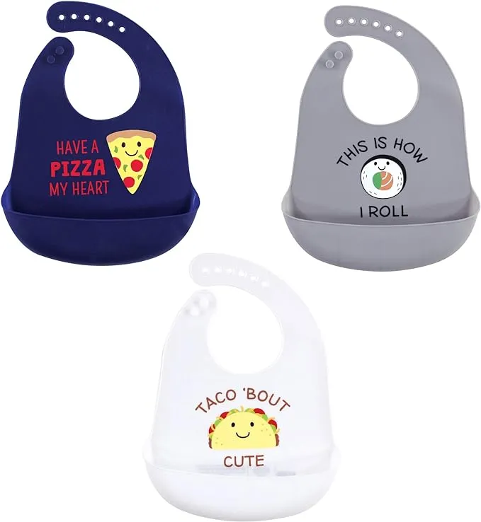 Unisex Infant Silicone Bibs 3pk, Pizza, One Size