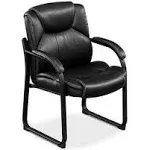 Officient Omega Faux Leather Oversized Guest Chair Black Faux Leather/Black Frame (42021S)