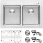 Ruvati 33 x 22 inch Drop-in Topmount Kitchen Sink 16 Gauge Stainless S