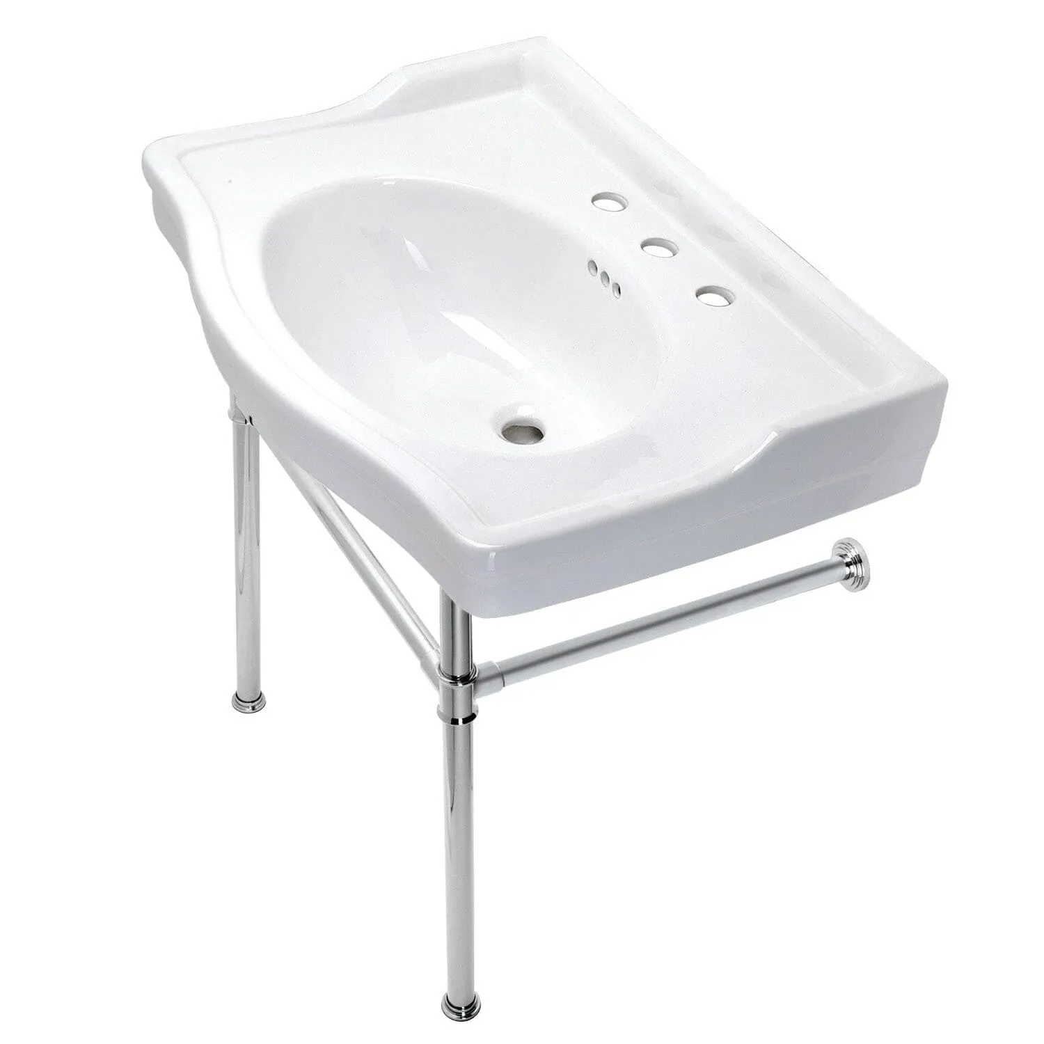 Kingston Brass VPB33081ST 30 in. Victorian Console Sink with Stainless Steel Legs, Polished Chrome