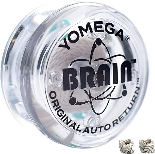 Yomega The Original Brain - Professional Yoyo for Kids and Beginners, Responsive Auto Return Yo Yo Best for String Tricks + Extra 2 Strings & 3 Month Warranty (Clear)