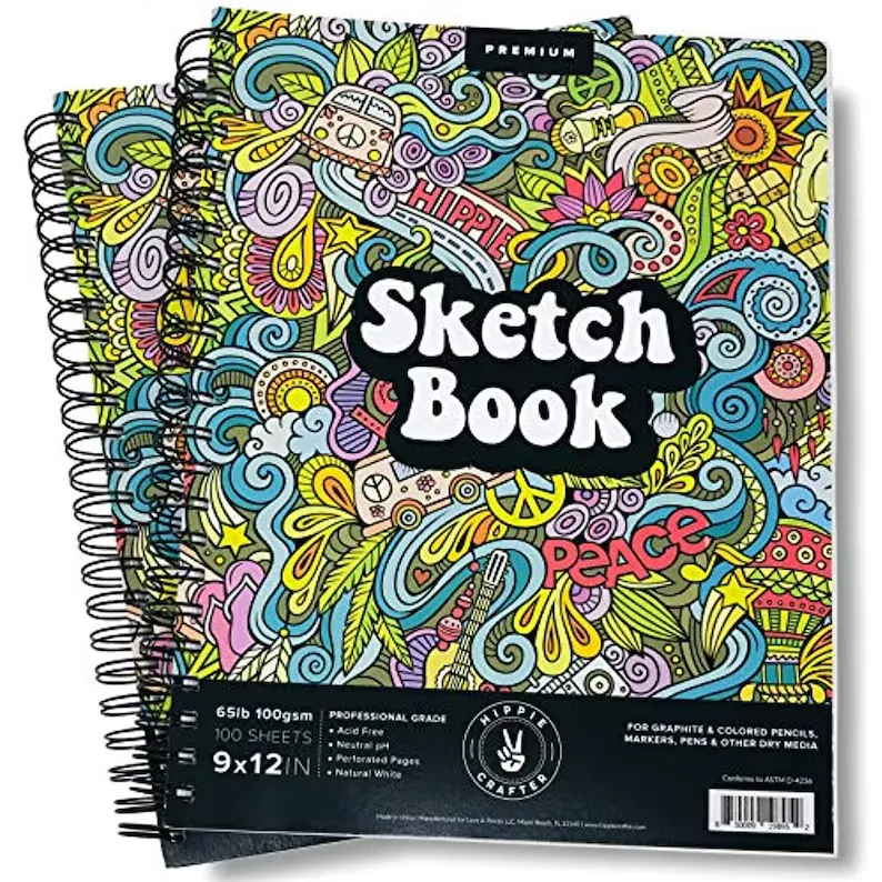 2Pk Sketch Book and Drawing Pad Premium Drawing Paper Books 2 Spiral Notebooks Pads for Artists and Art