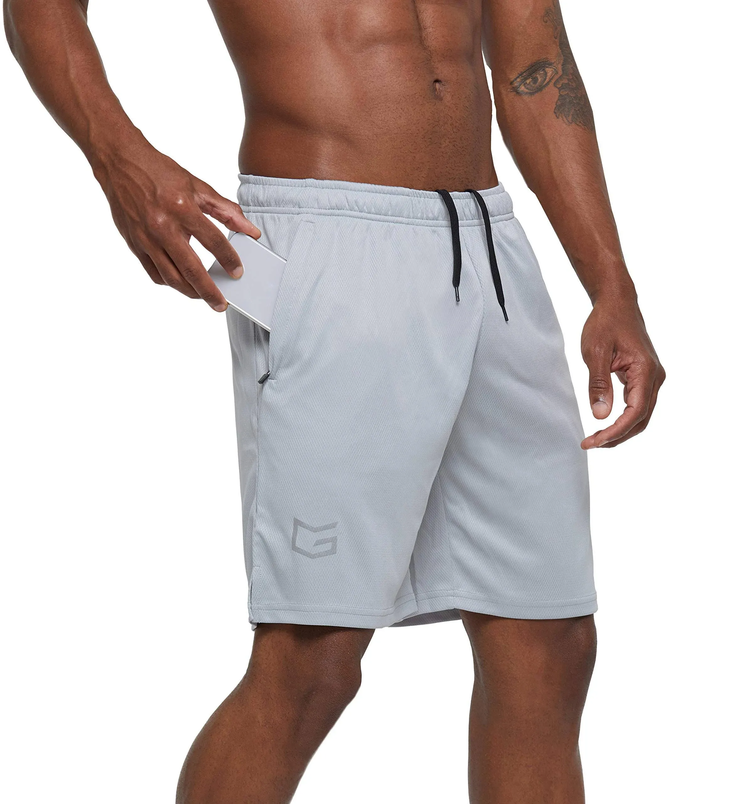 G Gradual Men&#039;s 7&#034; Workout Running Shorts Quick Dry Lightweight Medium, Gray 