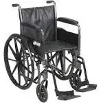 Drive Medical Silver Sport 2 Wheelchair - Detachable Full Arms - Elevating Leg Rests - 20" Seat