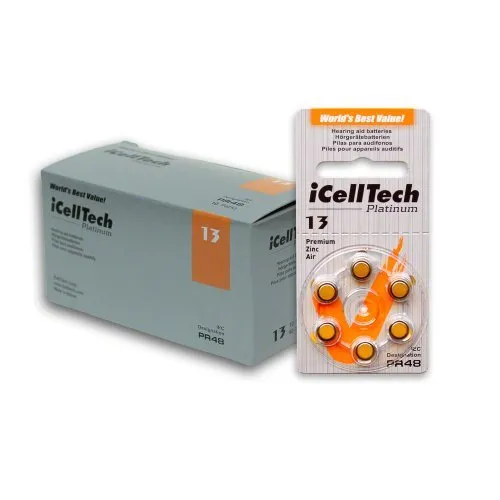 iCellTech Size 13 MF Zinc Air Hearing Aid Batteries (60 pack)