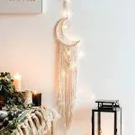 Boho Dream Catcher Handmade Gift Wall Hanging Decor Art Ornament Craft Woven Macrame Nordic Moon for Kids Bedroom Wedding Festival 83*19cm 2024 - $16.