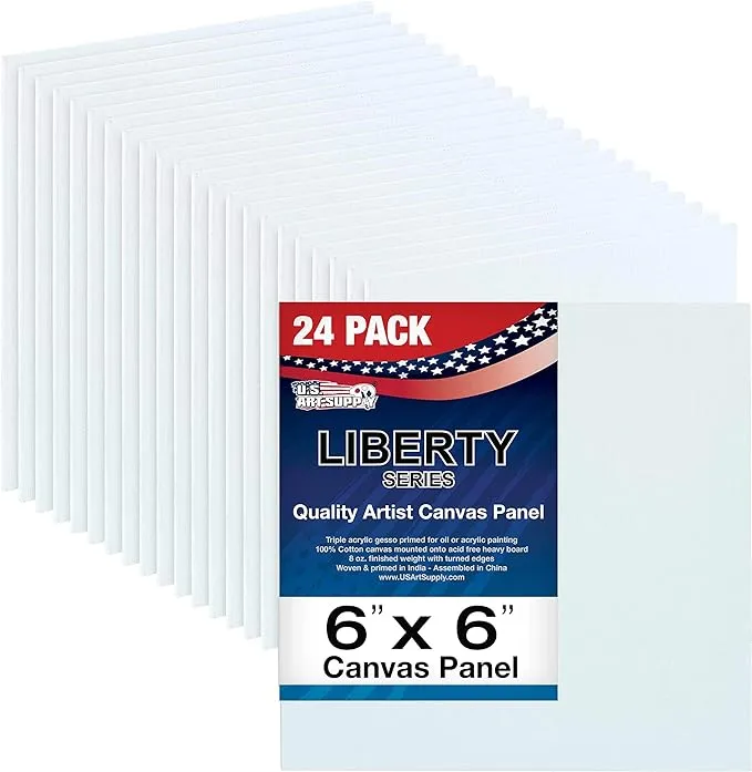 US Art Supply 6 x 6 inch Professional Artist Quality Acid Free Canvas Panel Boards 24-Pack (1 Full Case of 24 Single Canvas Panel Boards)